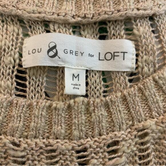 Lou & Grey tan white sweater size medium - Picture 6 of 7